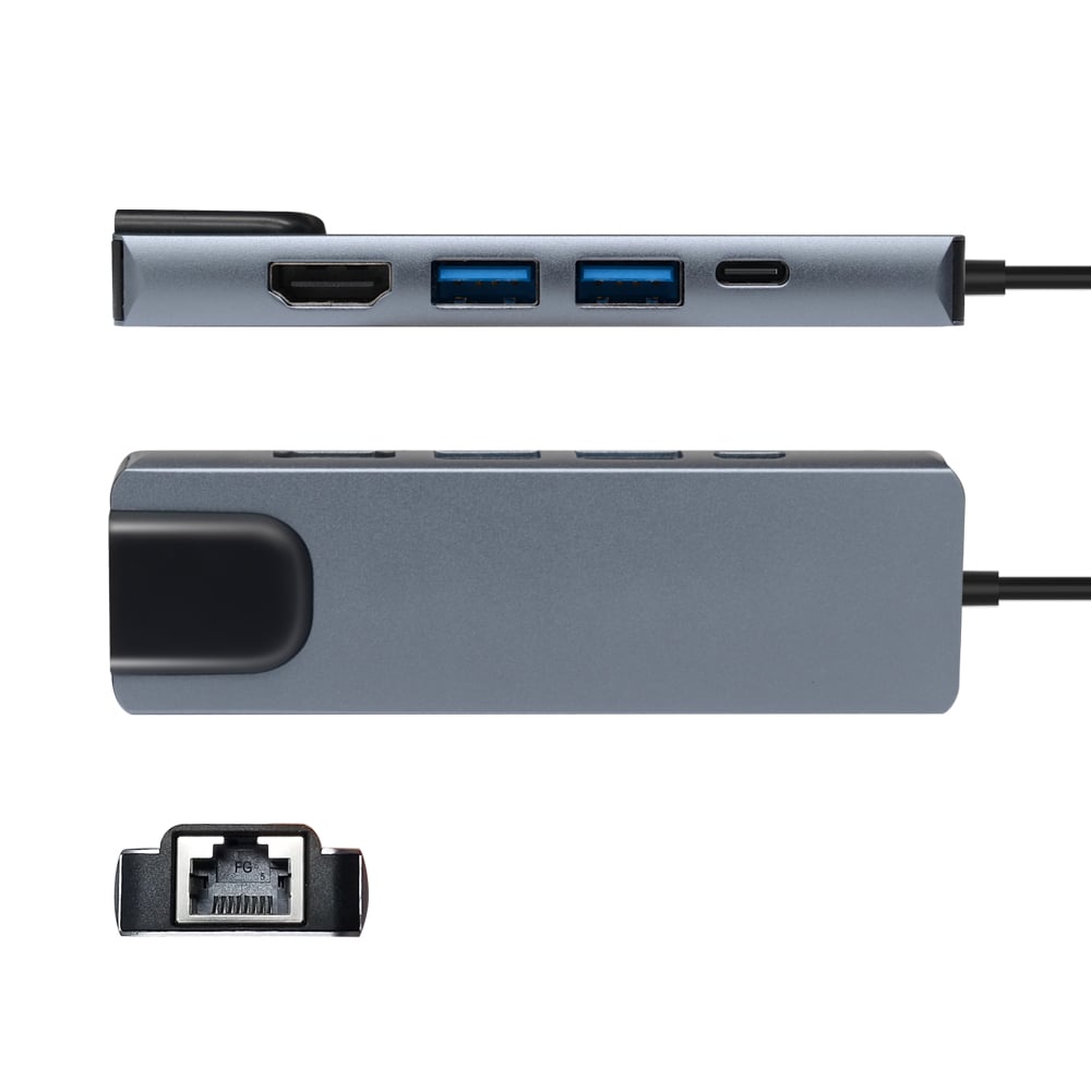 Pbuddy 5-In-1 USB-C Multifunction Adapter USB Hub (HDMI + 2 USB Ports + PD + Ethernet port) HDTV 4K Pbuddy 5-In-1 USB-C Multifunction Adapter USB Hub (HDMI + 2 USB Ports + PD + Ethernet port) HDTV 4K